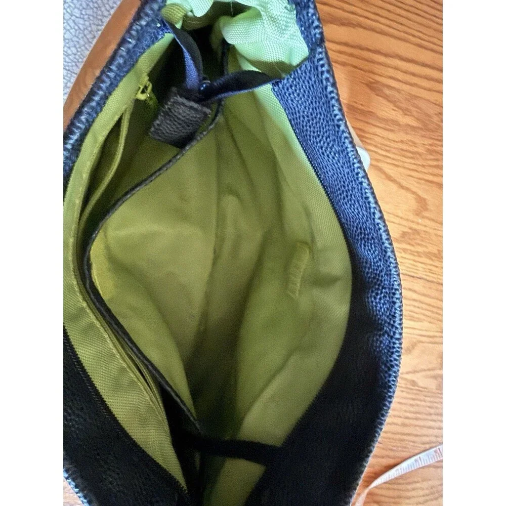 Haiku To Go Shoulder Bag Crossbody EUC Pebbled Leather Black Green